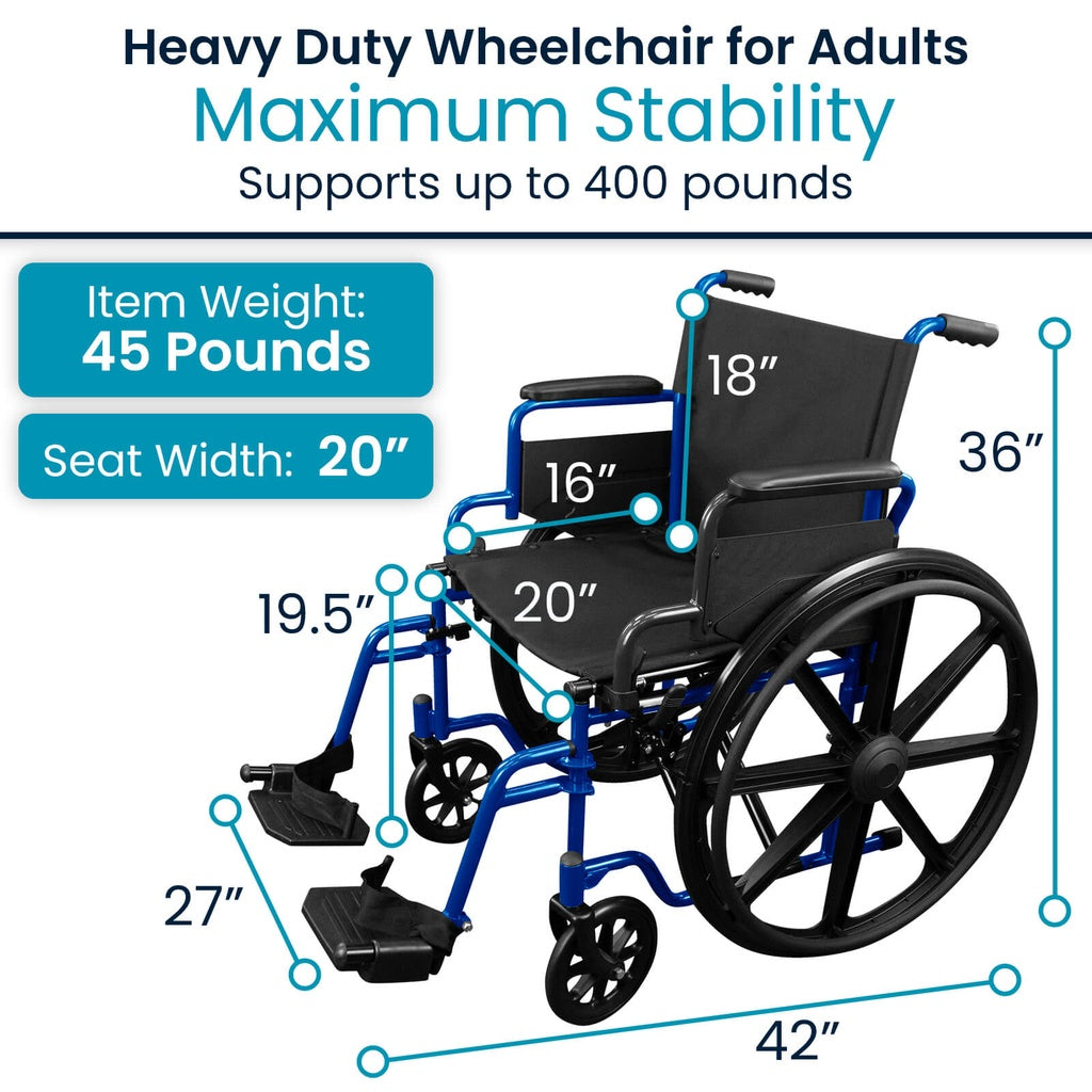 Heavy Duty Wheelchair (20", 400 lbs)