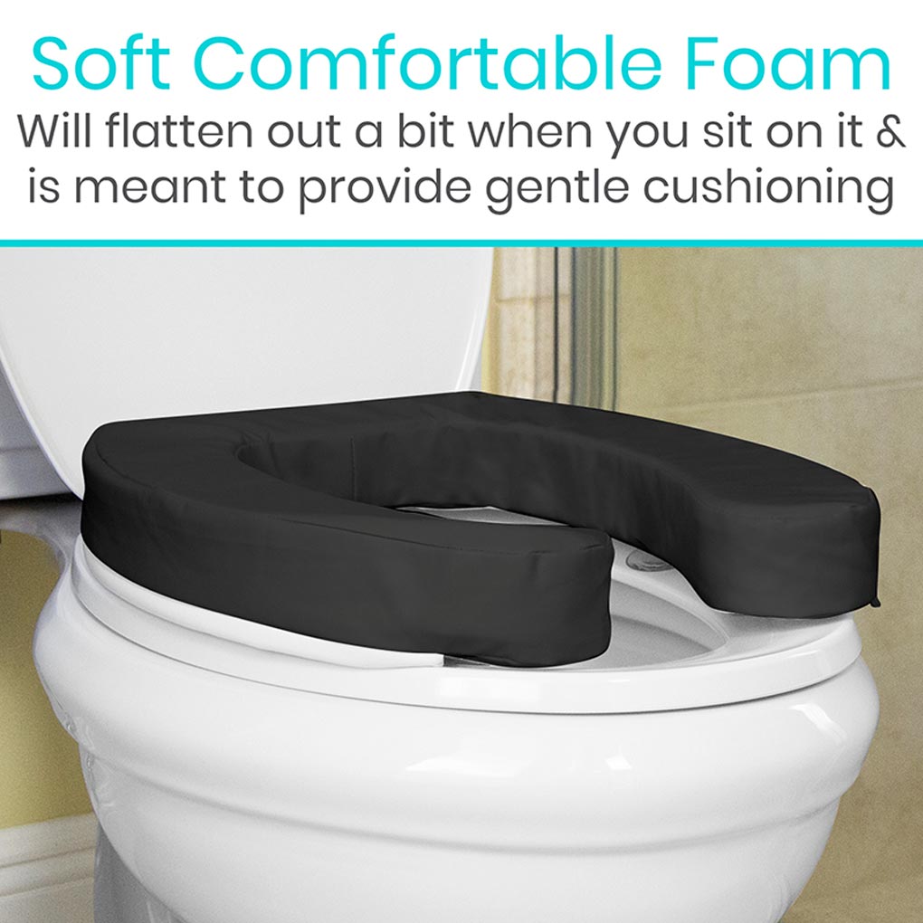 Cushioned Toilet Seat Riser Black 2" Soft