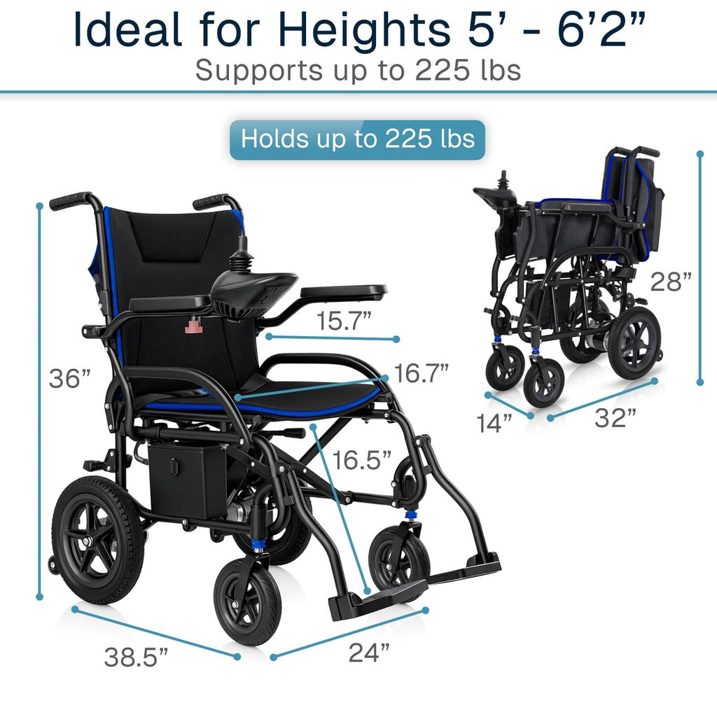 Air Frame Aluminum Power Wheelchair (16.7", 225 lbs)