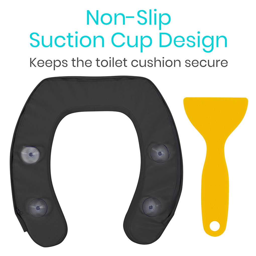 Cushioned Toilet Seat Riser Black 2" Soft