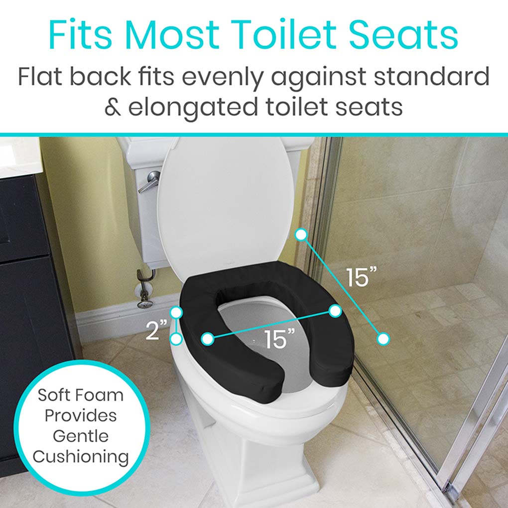 Cushioned Toilet Seat Riser Black 2" Soft