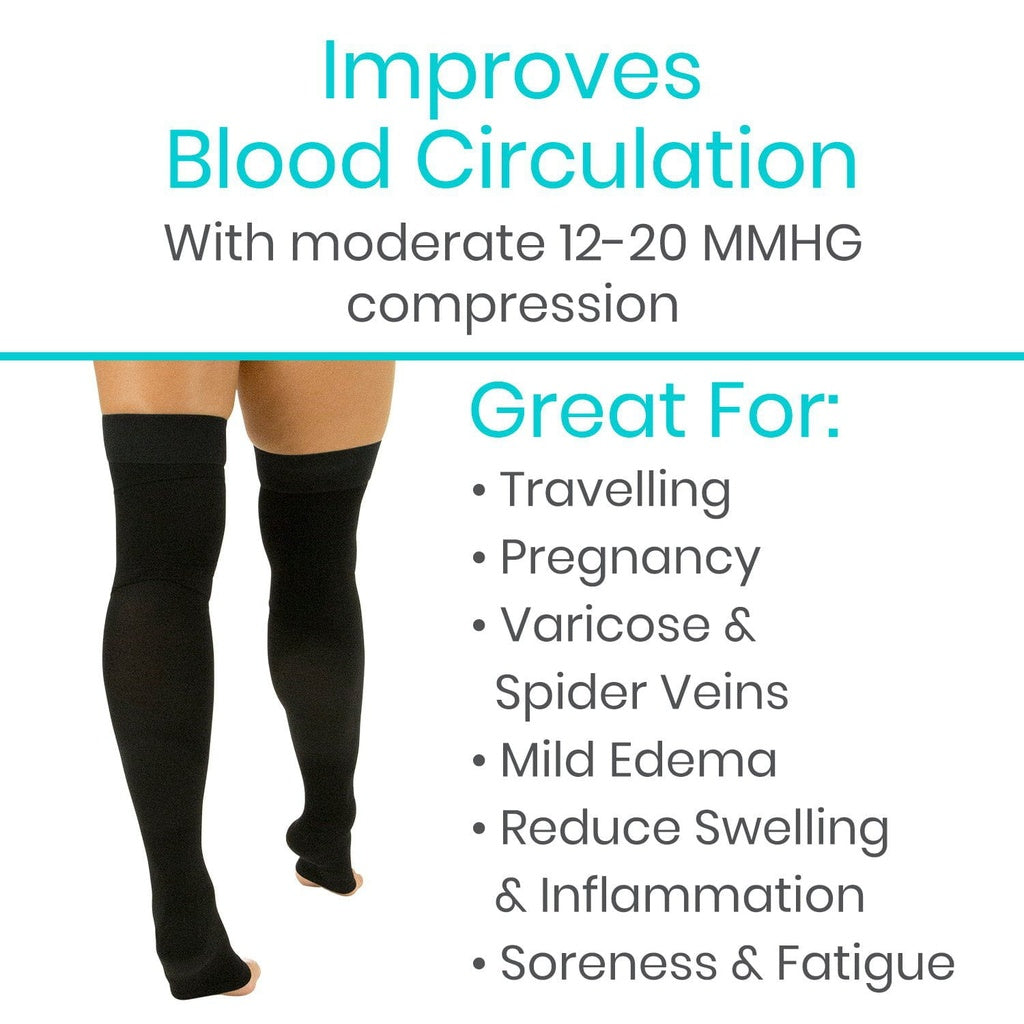 Thigh High Open Toe Compression Stockings 15-20mmHg