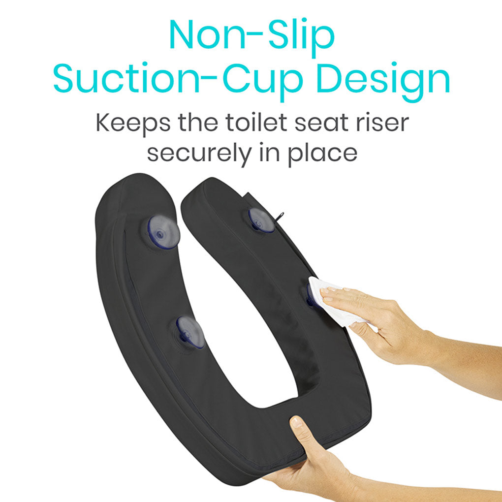 Cushioned Toilet Seat Riser Black 2" Soft