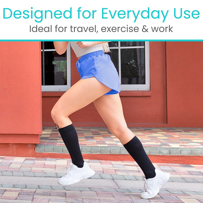 Zippered Knee High Compression Stockings 20-30mmHg