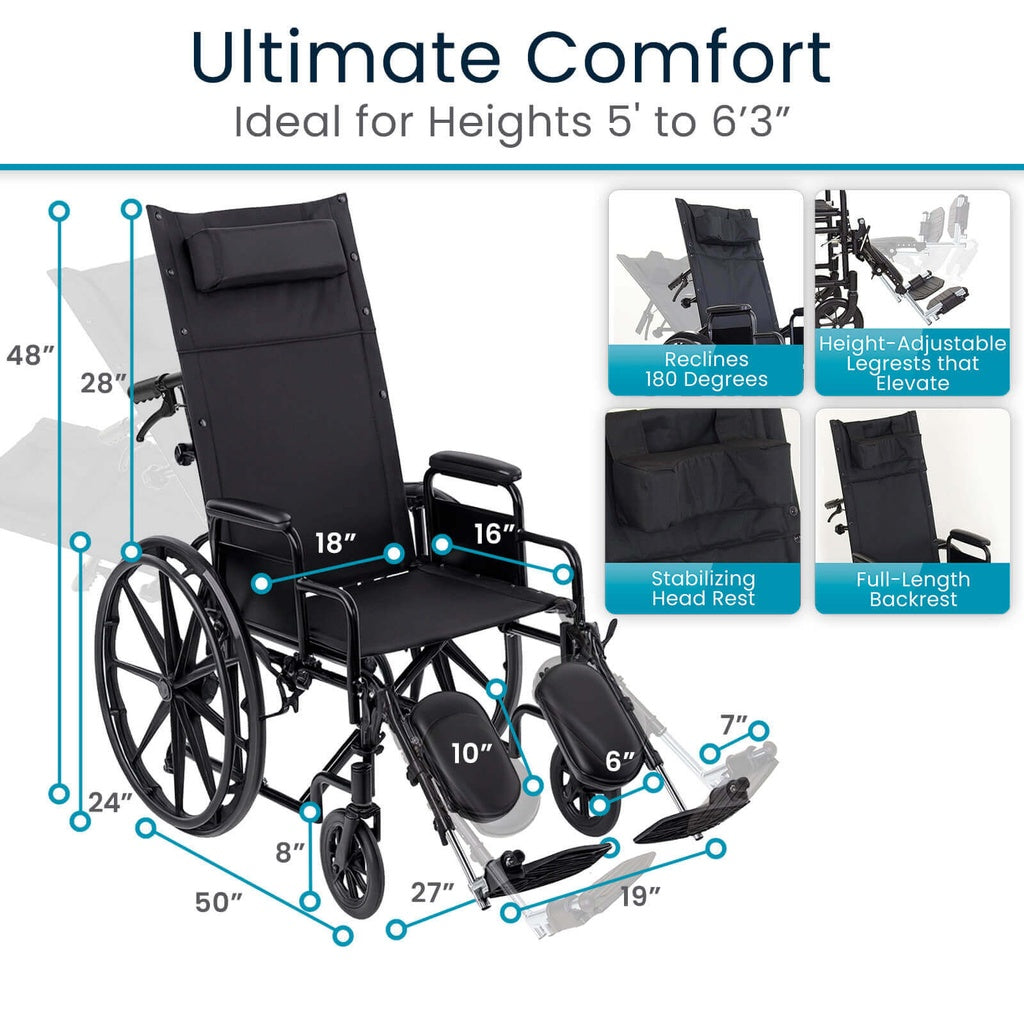 *Inspected Return* Reclining Wheelchair With Headrest