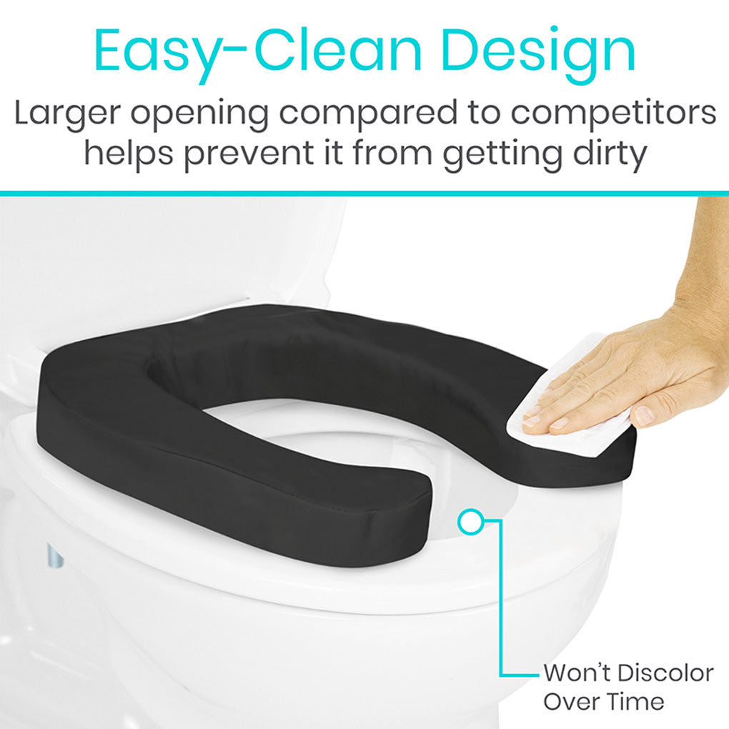 Cushioned Toilet Seat Riser Black 2" Soft