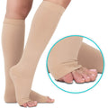 Knee High Open Toe Compression Stockings 15-20mmHg
