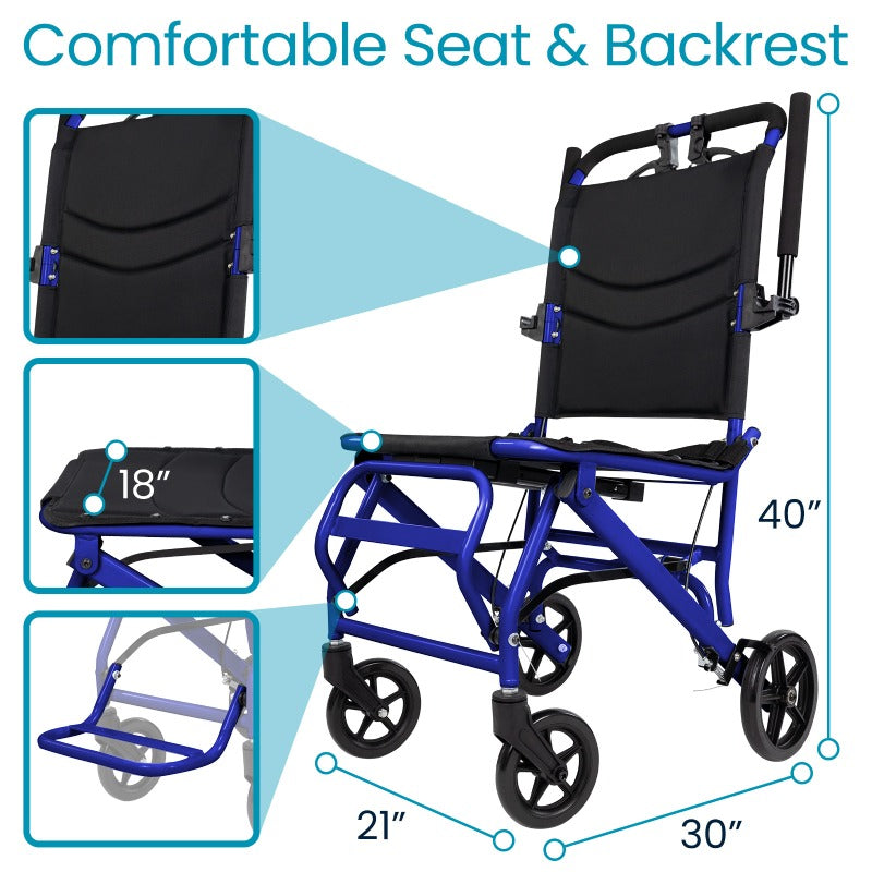 Lightweight Transport Wheelchair (18", 300lbs)