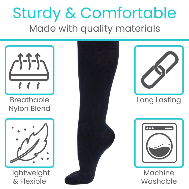 Zippered Knee High Compression Stockings 15-20mmHg