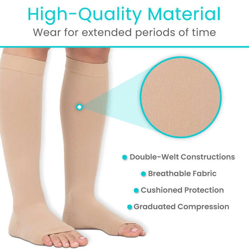 Knee High Open Toe Compression Stockings 15-20mmHg