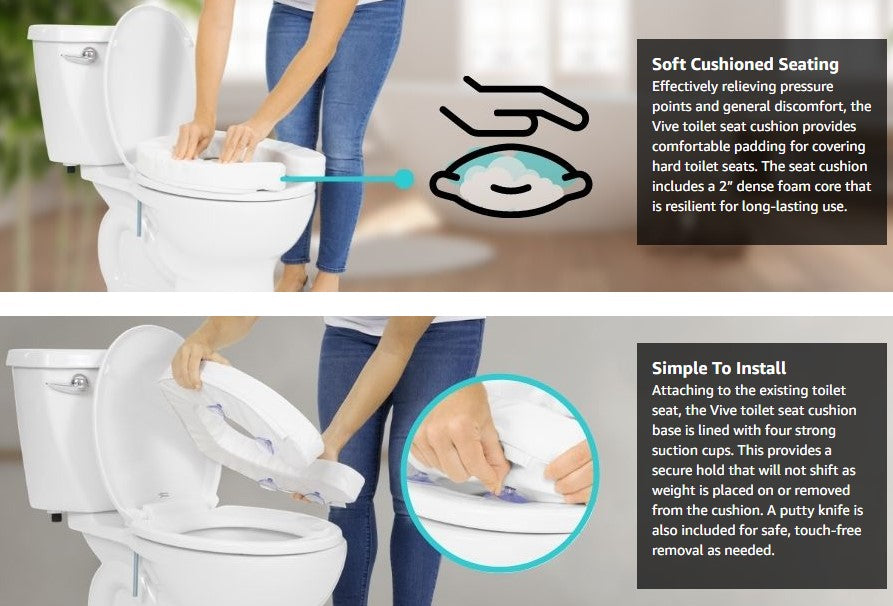 Cushioned Toilet Seat Riser 4'' Soft
