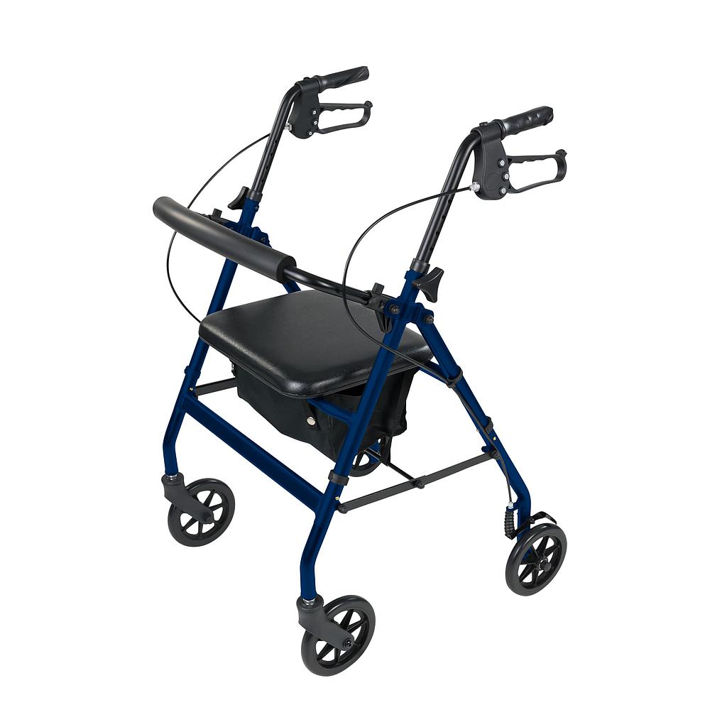 4 Wheel Steel Rollator w/8  Casters & Basket- Loop-Blue