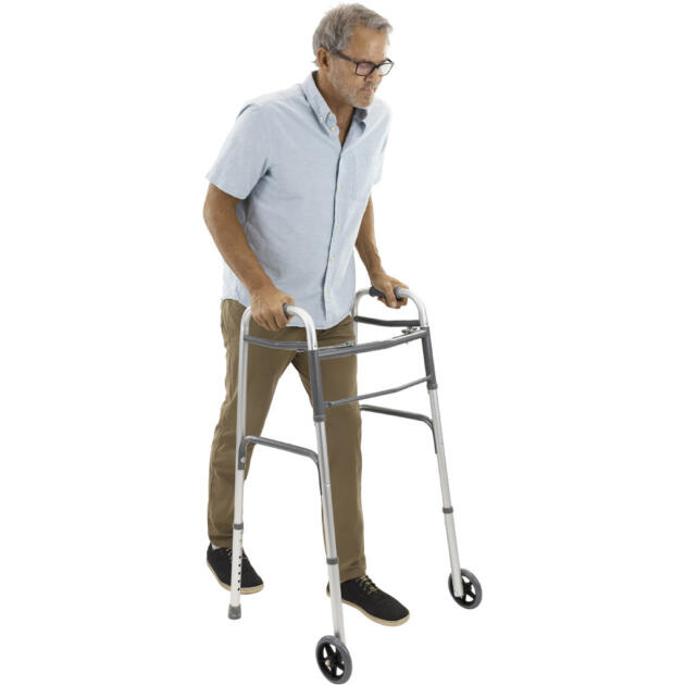 Adult Folding Walker w/Wheels Double Button Online Price Only